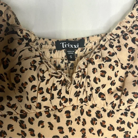 Trixxi Leopard Double Lined Shorts Romper Size Small - Picture 6 of 11